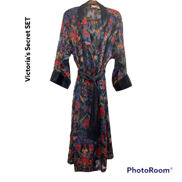 Vintage Golden Label Victoria's Secret CAMISOLE SET Robe and Camisole Sz Large - Picture 1 of 12